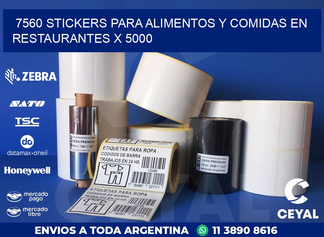7560 STICKERS PARA ALIMENTOS Y COMIDAS EN RESTAURANTES X 5000
