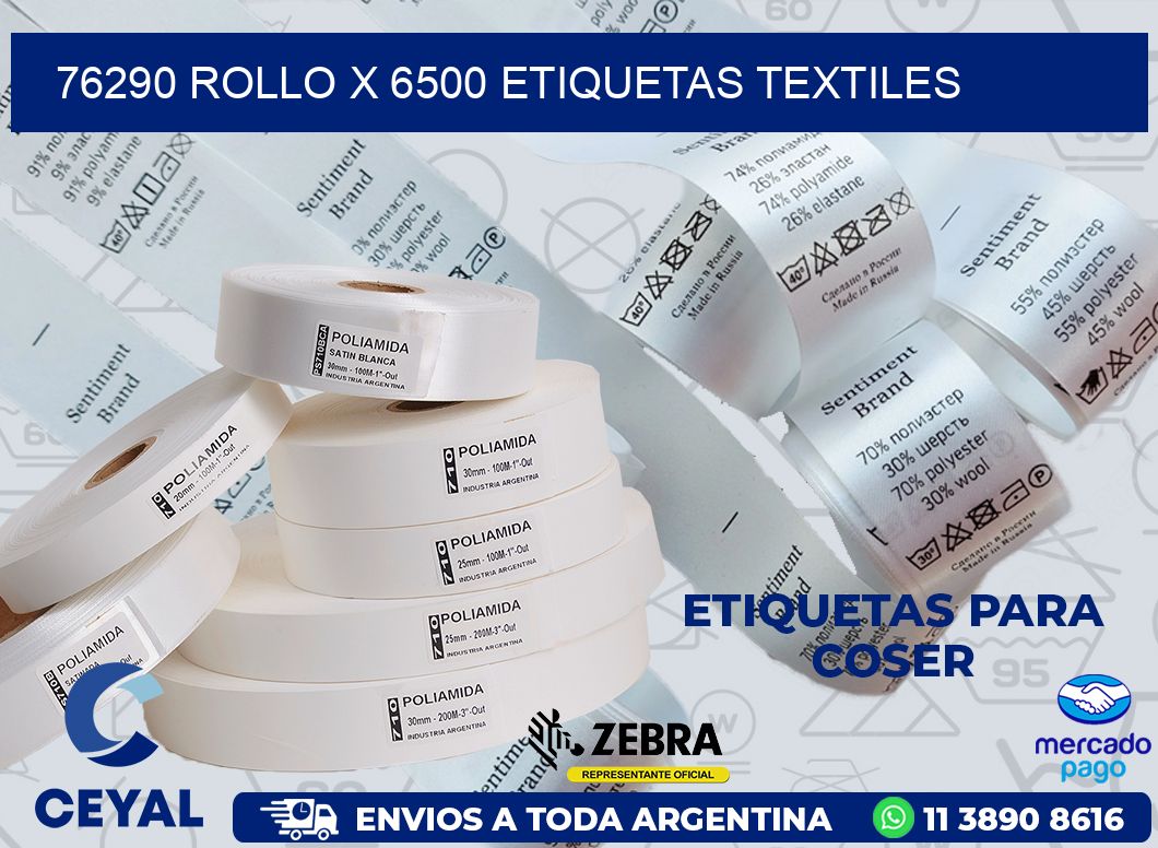 76290 ROLLO X 6500 ETIQUETAS TEXTILES