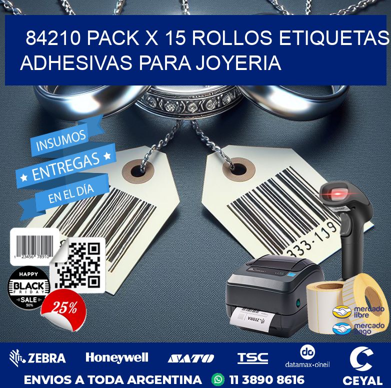 84210 PACK X 15 ROLLOS ETIQUETAS ADHESIVAS PARA JOYERIA