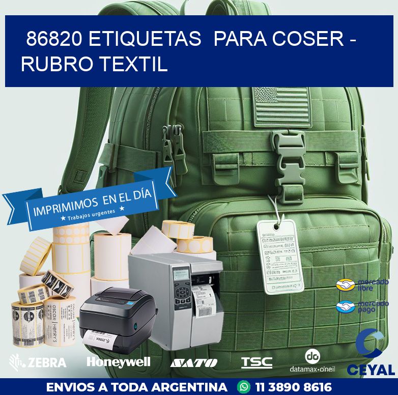 86820 ETIQUETAS  PARA COSER - RUBRO TEXTIL