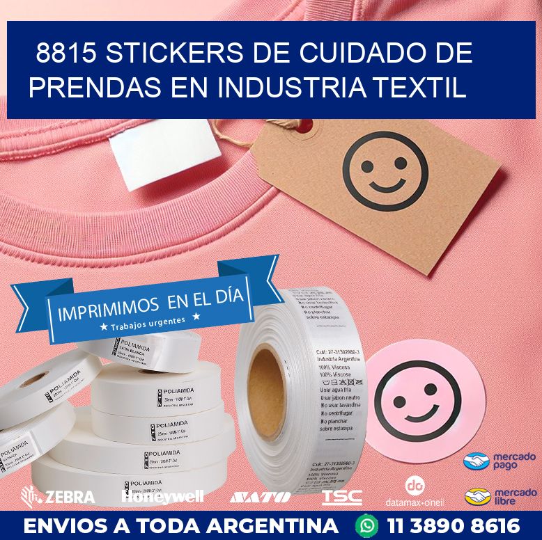 8815 STICKERS DE CUIDADO DE PRENDAS EN INDUSTRIA TEXTIL