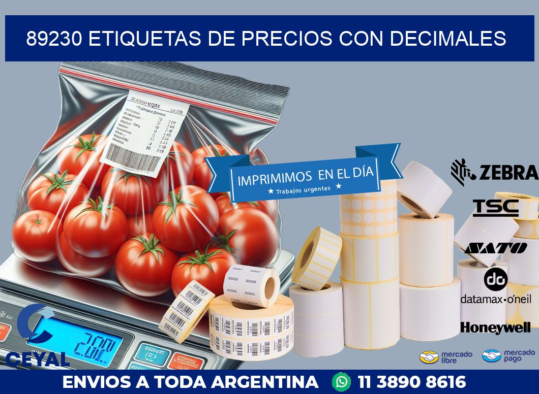 89230 ETIQUETAS DE PRECIOS CON DECIMALES