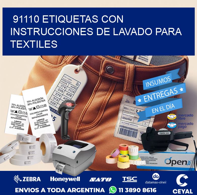 91110 ETIQUETAS CON INSTRUCCIONES DE LAVADO PARA TEXTILES