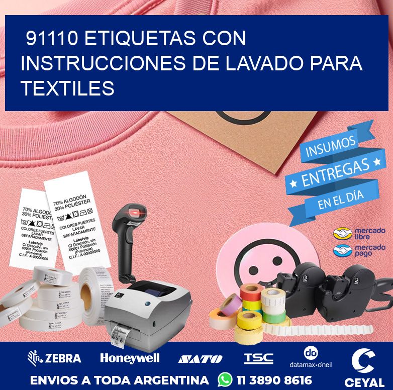 91110 ETIQUETAS CON INSTRUCCIONES DE LAVADO PARA TEXTILES