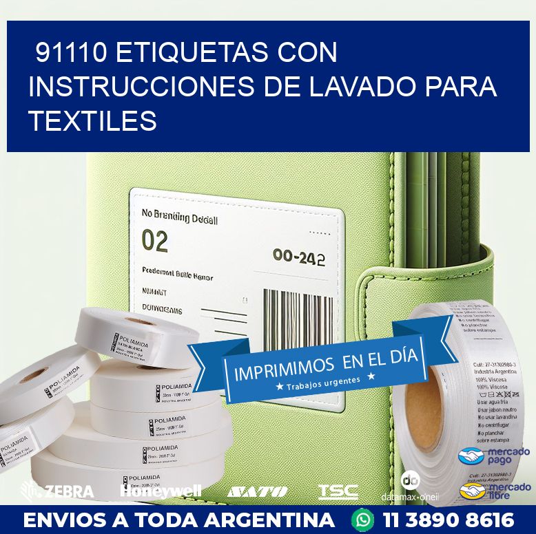 91110 ETIQUETAS CON INSTRUCCIONES DE LAVADO PARA TEXTILES