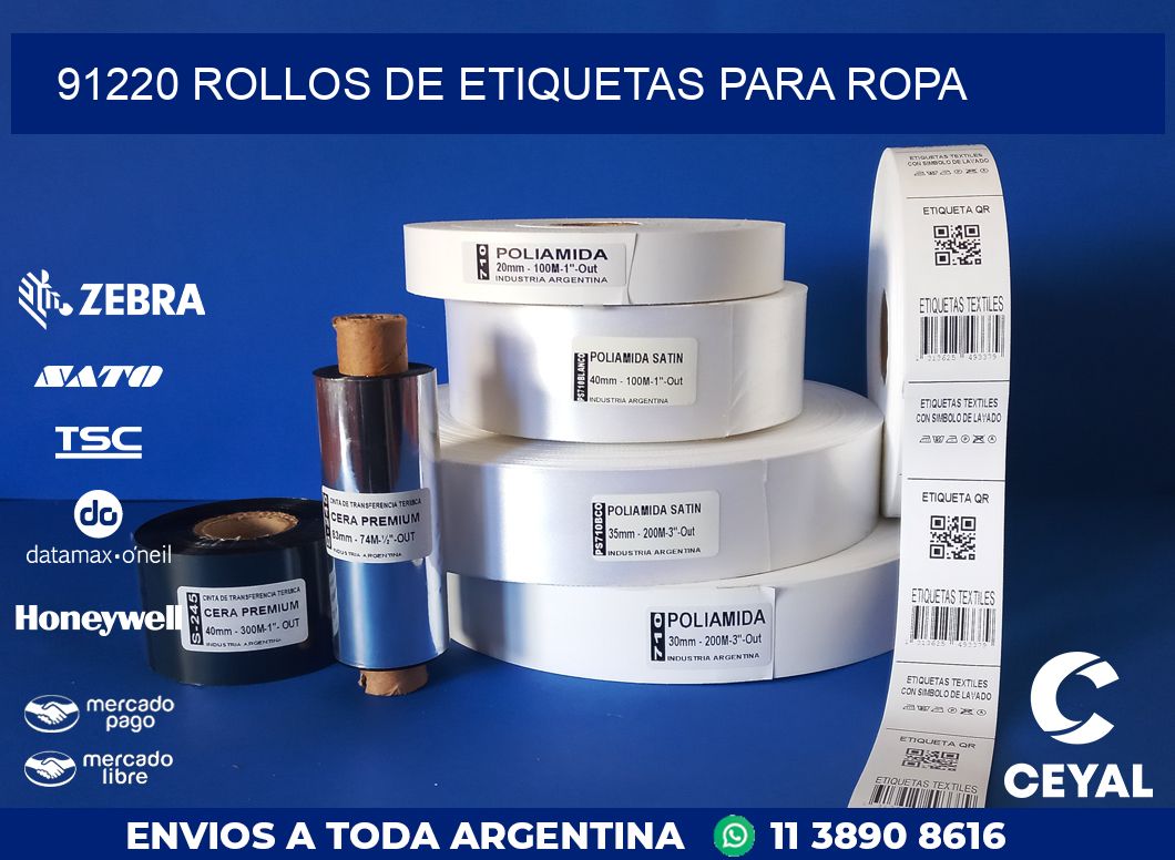 91220 ROLLOS DE ETIQUETAS PARA ROPA