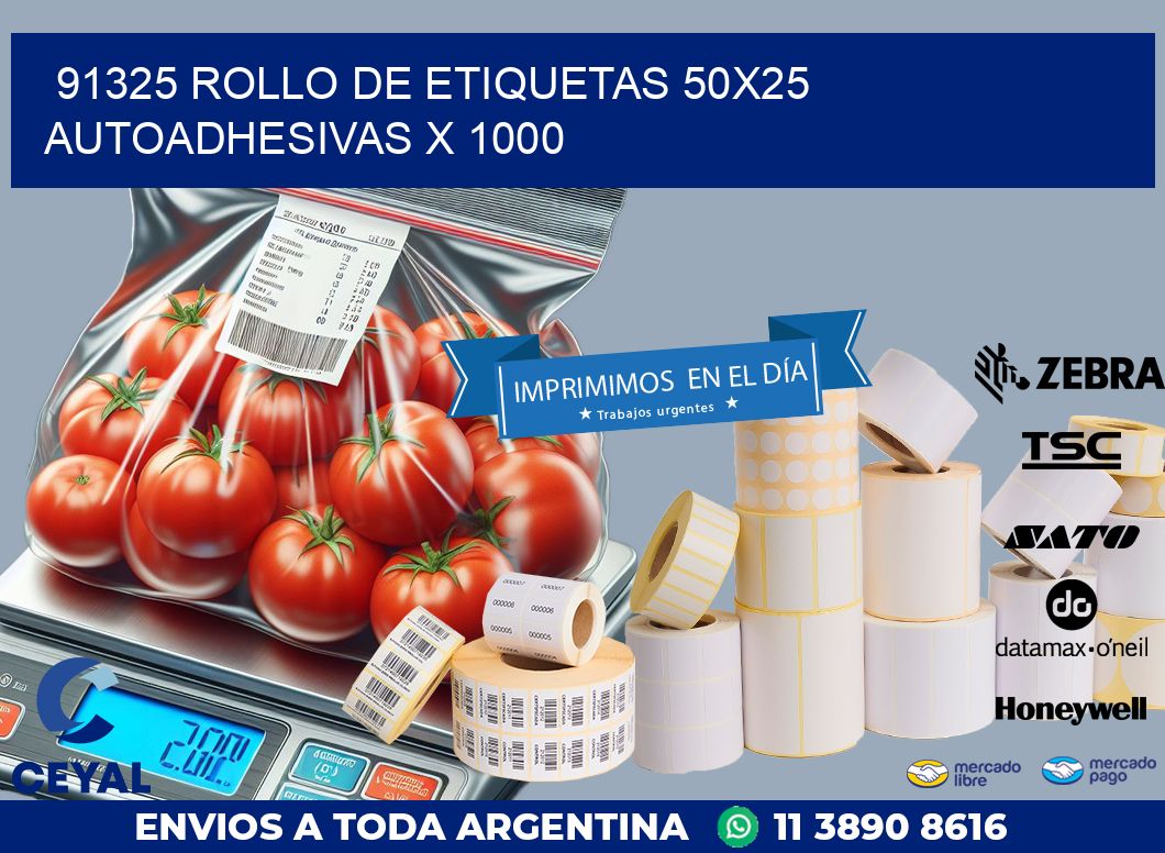 91325 ROLLO DE ETIQUETAS 50X25 AUTOADHESIVAS X 1000