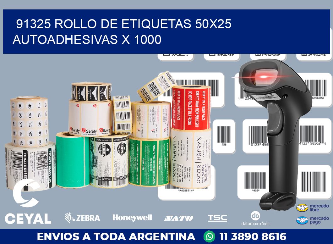 91325 ROLLO DE ETIQUETAS 50X25 AUTOADHESIVAS X 1000