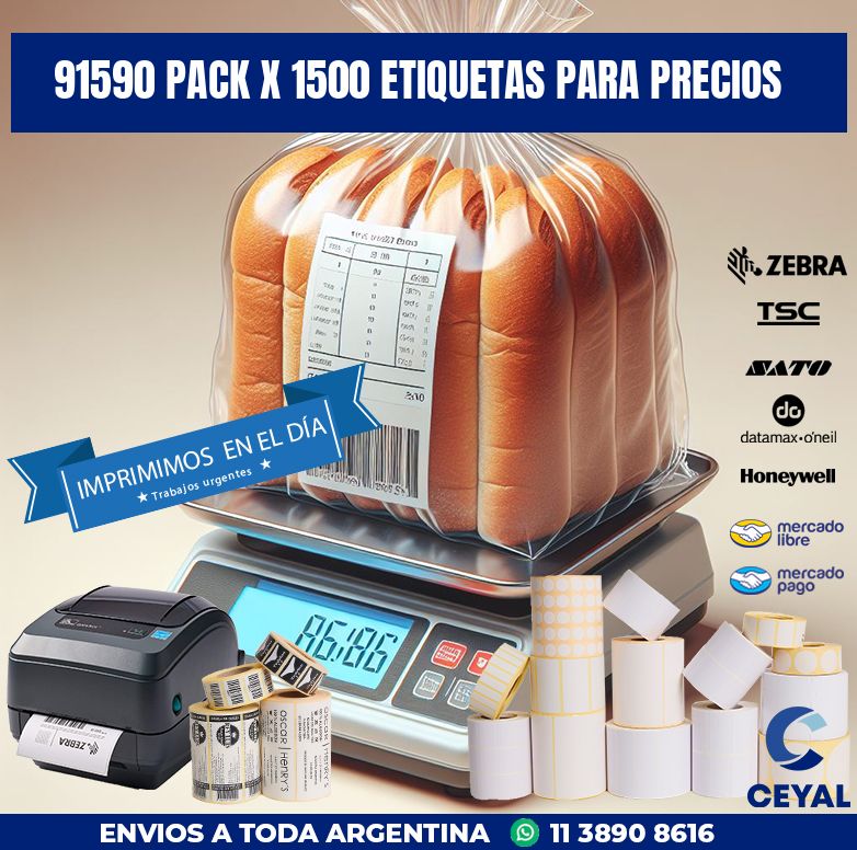 91590 PACK X 1500 ETIQUETAS PARA PRECIOS