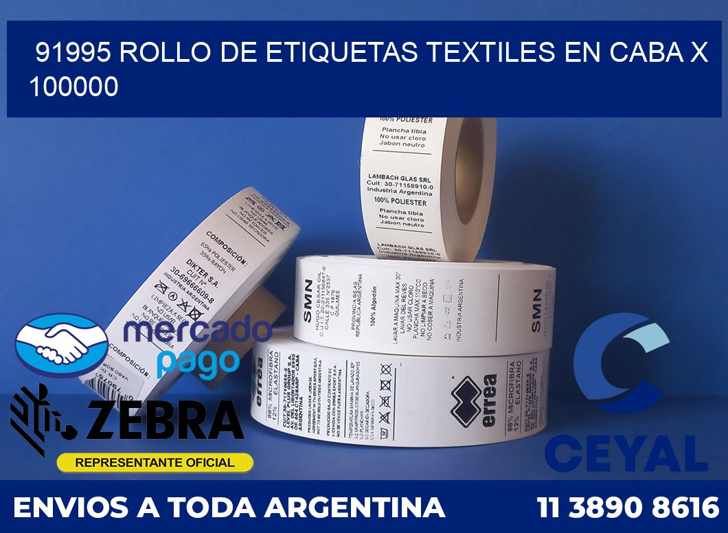 91995 ROLLO DE ETIQUETAS TEXTILES EN CABA X 100000