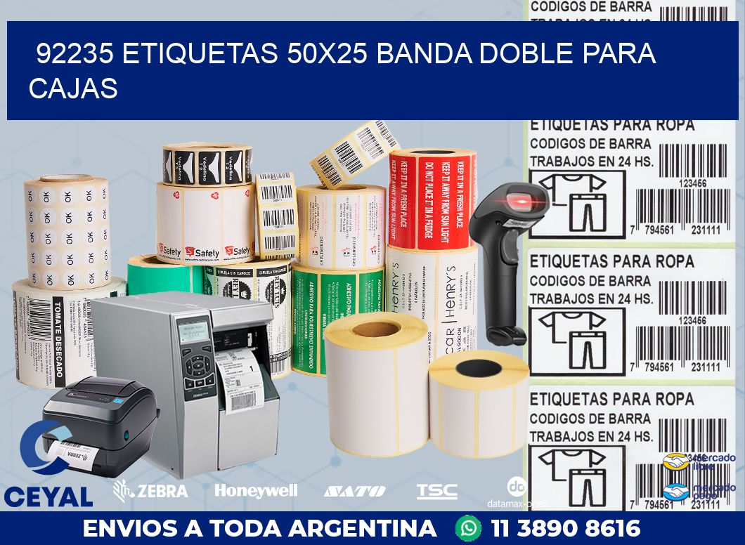 92235 ETIQUETAS 50X25 BANDA DOBLE PARA CAJAS