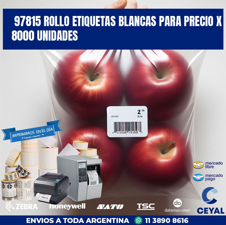 97815 ROLLO ETIQUETAS BLANCAS PARA PRECIO X 8000 UNIDADES