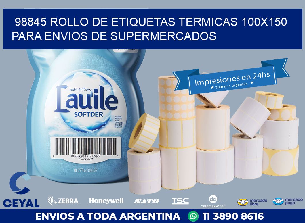 98845 ROLLO DE ETIQUETAS TERMICAS 100X150 PARA ENVIOS DE SUPERMERCADOS