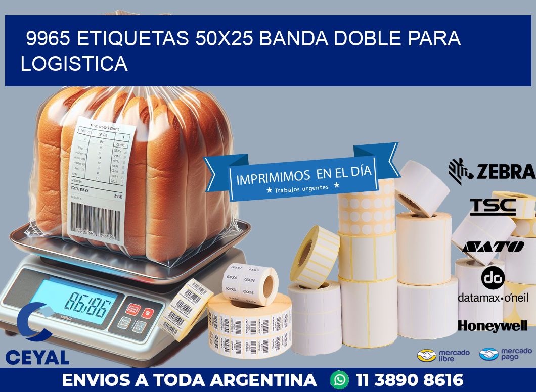 9965 ETIQUETAS 50X25 BANDA DOBLE PARA LOGISTICA