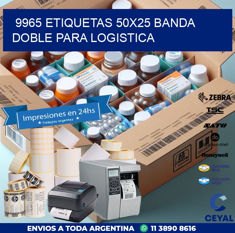 9965 ETIQUETAS 50X25 BANDA DOBLE PARA LOGISTICA