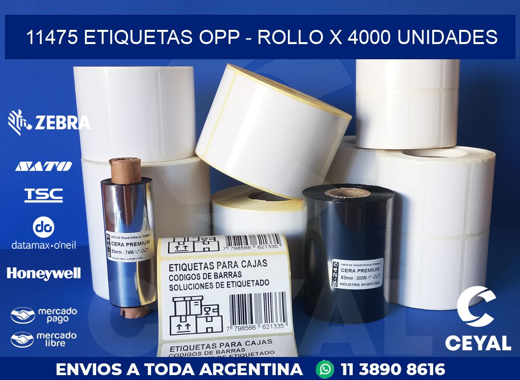 11475 ETIQUETAS OPP – ROLLO X 4000 UNIDADES