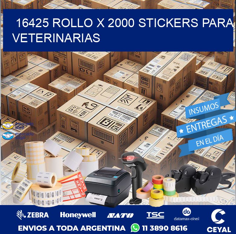 16425 ROLLO X 2000 STICKERS PARA VETERINARIAS