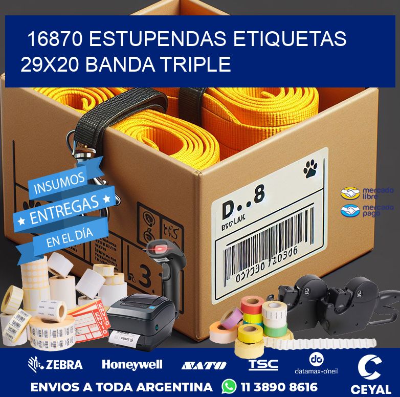 16870 ESTUPENDAS ETIQUETAS 29X20 BANDA TRIPLE