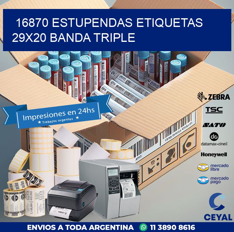 16870 ESTUPENDAS ETIQUETAS 29X20 BANDA TRIPLE