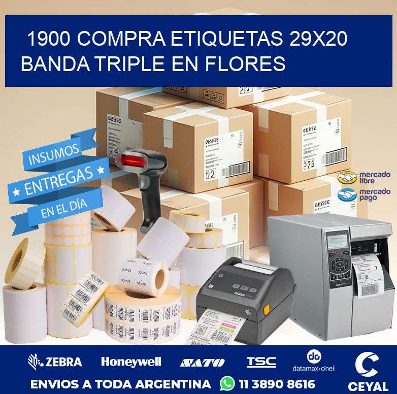 1900 COMPRA ETIQUETAS 29X20 BANDA TRIPLE EN FLORES