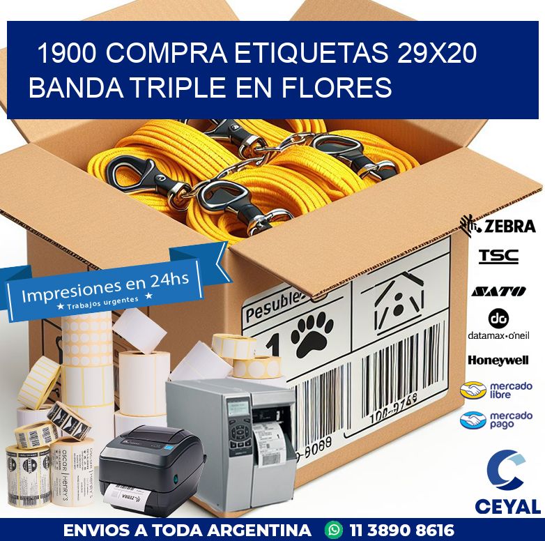 1900 COMPRA ETIQUETAS 29X20 BANDA TRIPLE EN FLORES