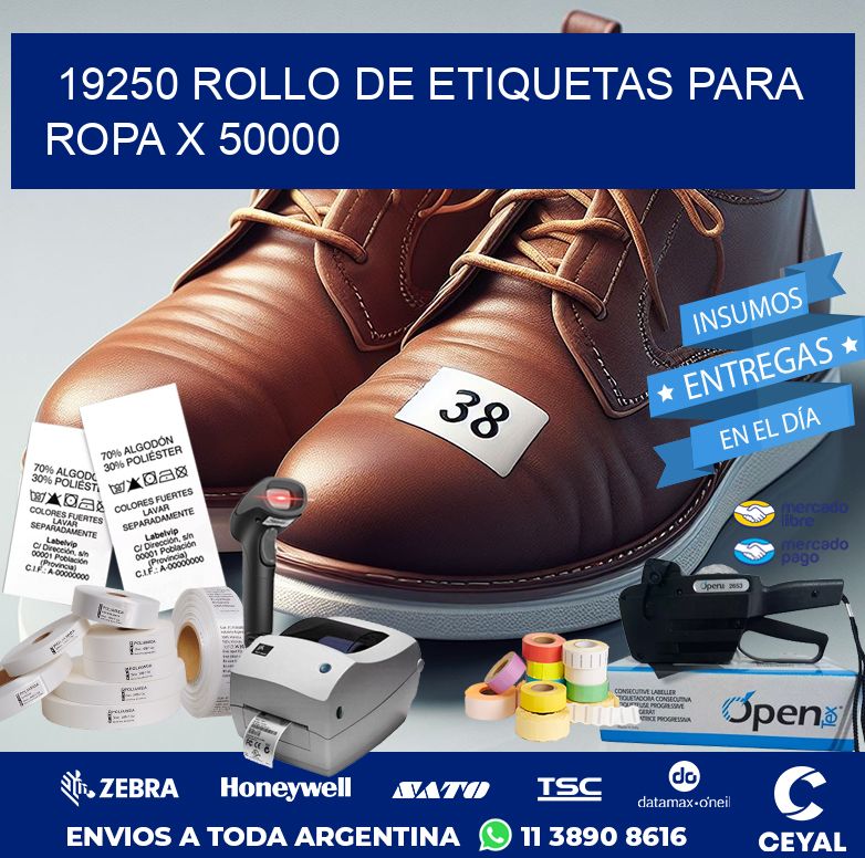 19250 ROLLO DE ETIQUETAS PARA ROPA X 50000