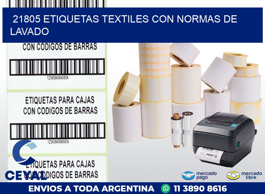 21805 ETIQUETAS TEXTILES CON NORMAS DE LAVADO