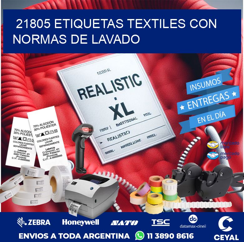 21805 ETIQUETAS TEXTILES CON NORMAS DE LAVADO