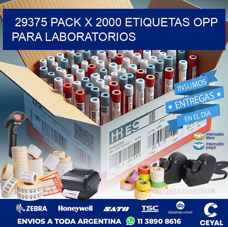 29375 PACK X 2000 ETIQUETAS OPP PARA LABORATORIOS