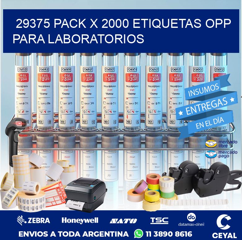 29375 PACK X 2000 ETIQUETAS OPP PARA LABORATORIOS