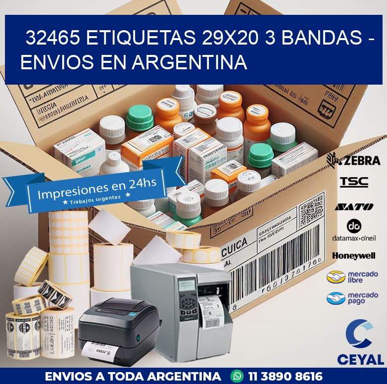 32465 ETIQUETAS 29X20 3 BANDAS - ENVIOS EN ARGENTINA