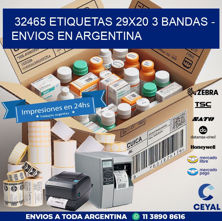 32465 ETIQUETAS 29X20 3 BANDAS - ENVIOS EN ARGENTINA