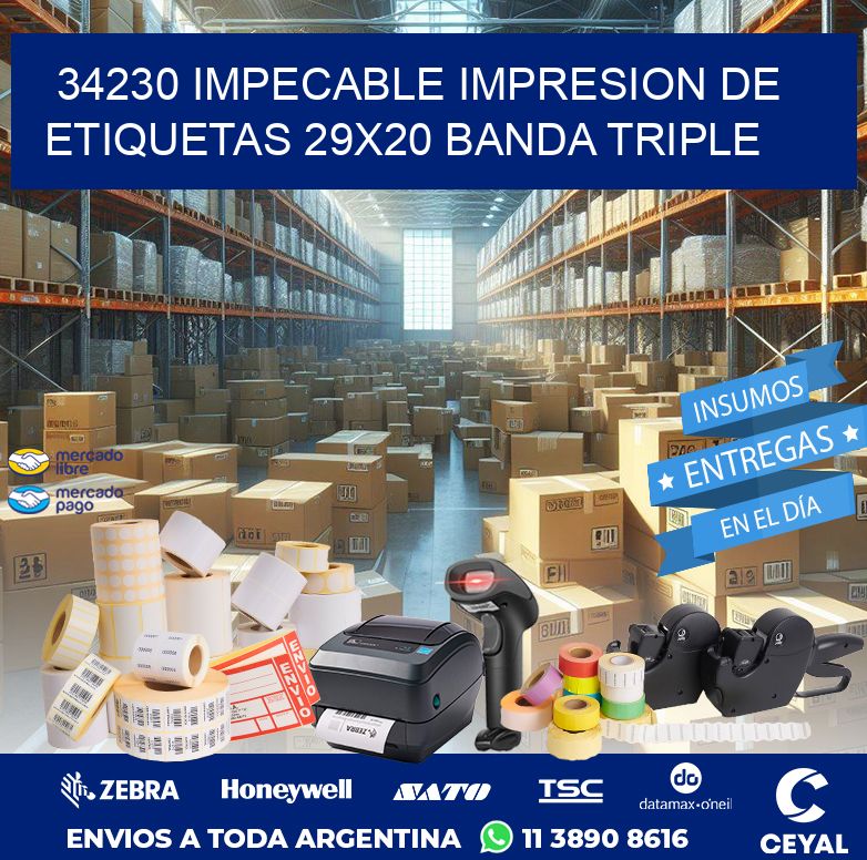 34230 IMPECABLE IMPRESION DE ETIQUETAS 29X20 BANDA TRIPLE