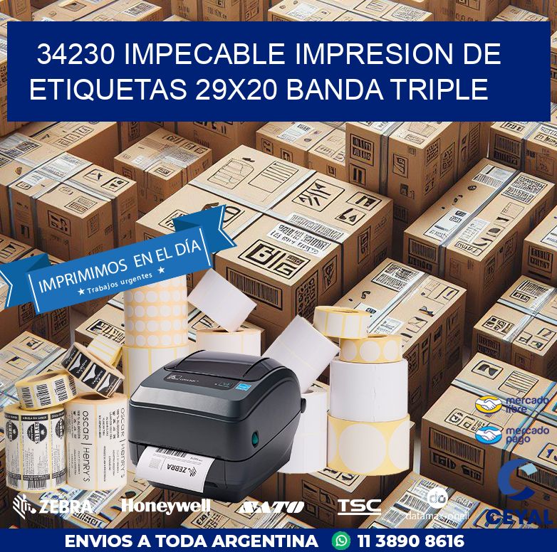 34230 IMPECABLE IMPRESION DE ETIQUETAS 29X20 BANDA TRIPLE