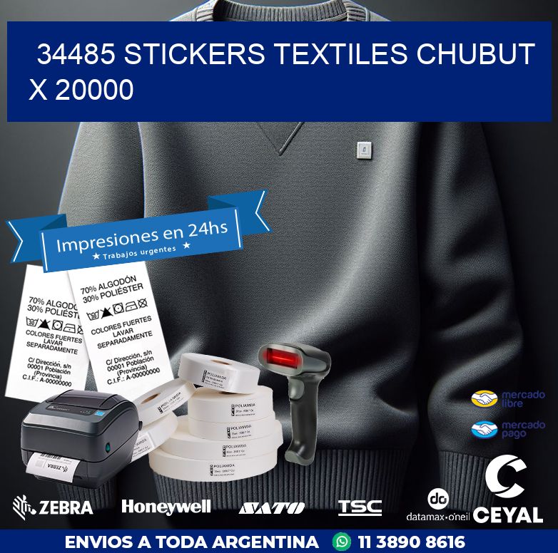 34485 STICKERS TEXTILES CHUBUT X 20000