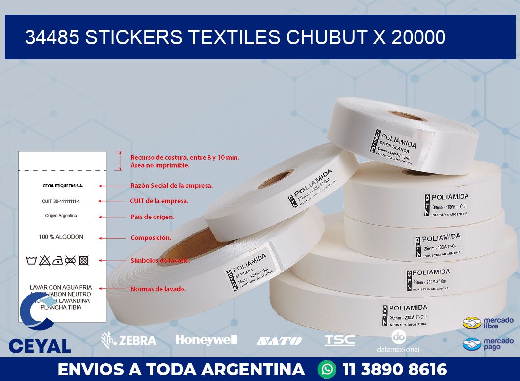34485 STICKERS TEXTILES CHUBUT X 20000