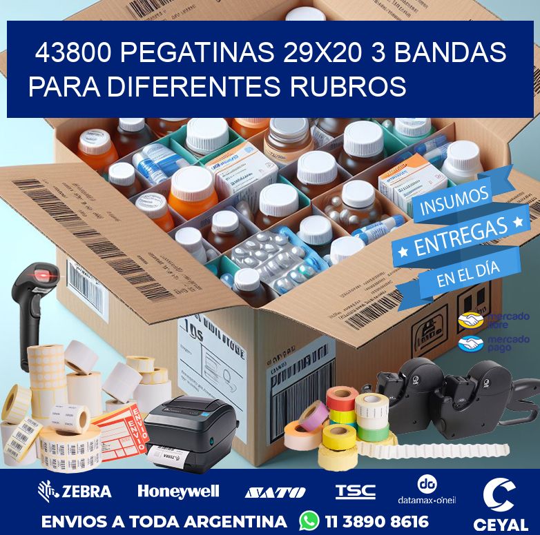 43800 PEGATINAS 29X20 3 BANDAS PARA DIFERENTES RUBROS