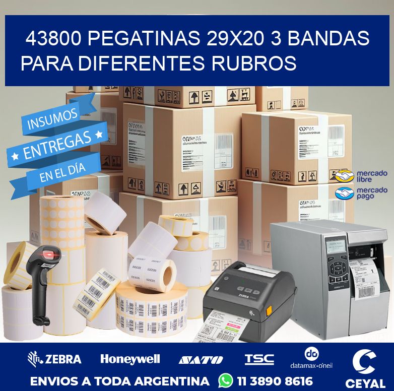 43800 PEGATINAS 29X20 3 BANDAS PARA DIFERENTES RUBROS
