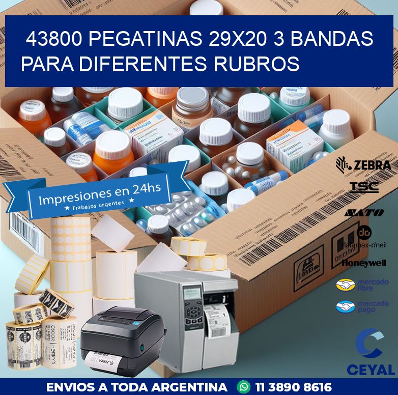 43800 PEGATINAS 29X20 3 BANDAS PARA DIFERENTES RUBROS