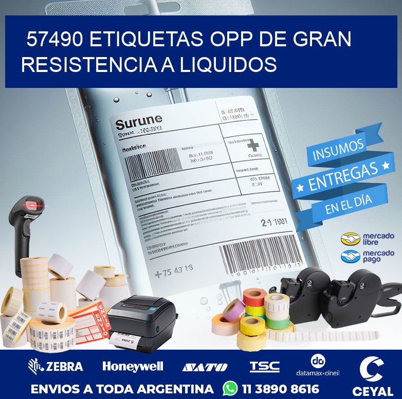 57490 ETIQUETAS OPP DE GRAN RESISTENCIA A LIQUIDOS