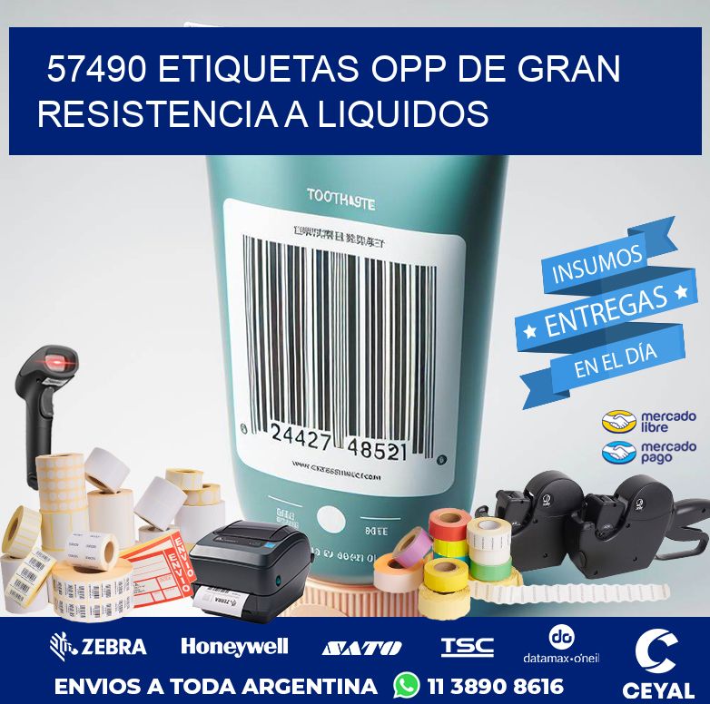 57490 ETIQUETAS OPP DE GRAN RESISTENCIA A LIQUIDOS