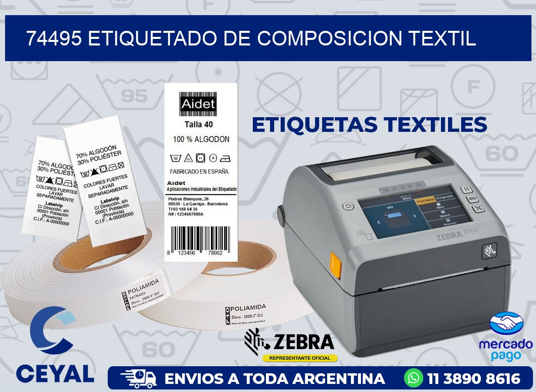 74495 ETIQUETADO DE COMPOSICION TEXTIL