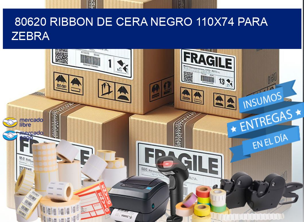 80620 RIBBON DE CERA NEGRO 110X74 PARA ZEBRA
