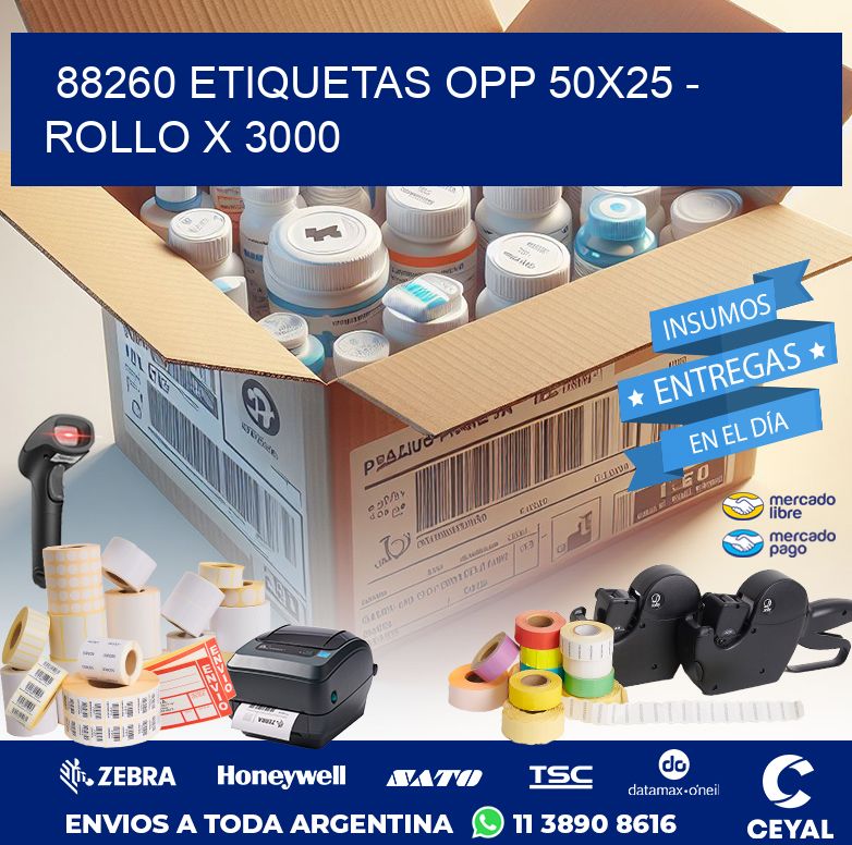 88260 ETIQUETAS OPP 50X25 - ROLLO X 3000