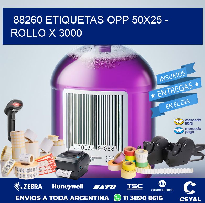 88260 ETIQUETAS OPP 50X25 - ROLLO X 3000