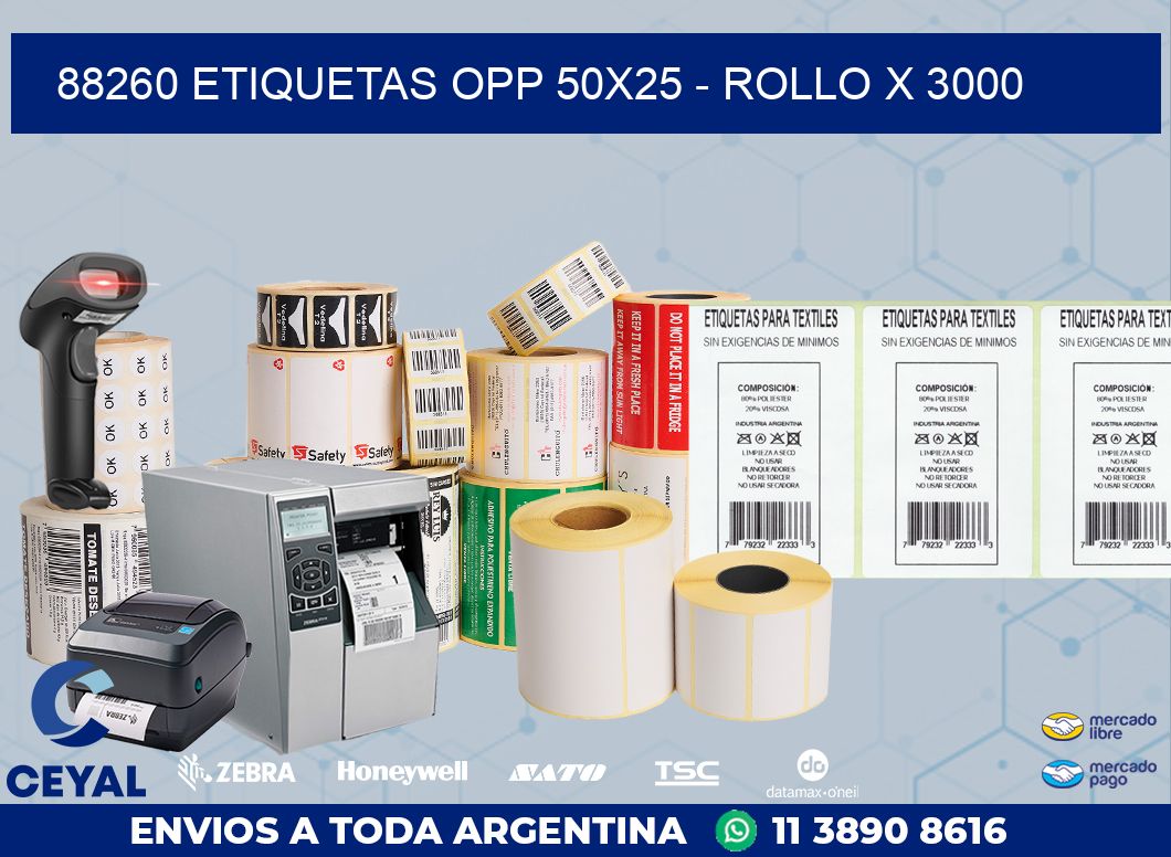 88260 ETIQUETAS OPP 50X25 – ROLLO X 3000
