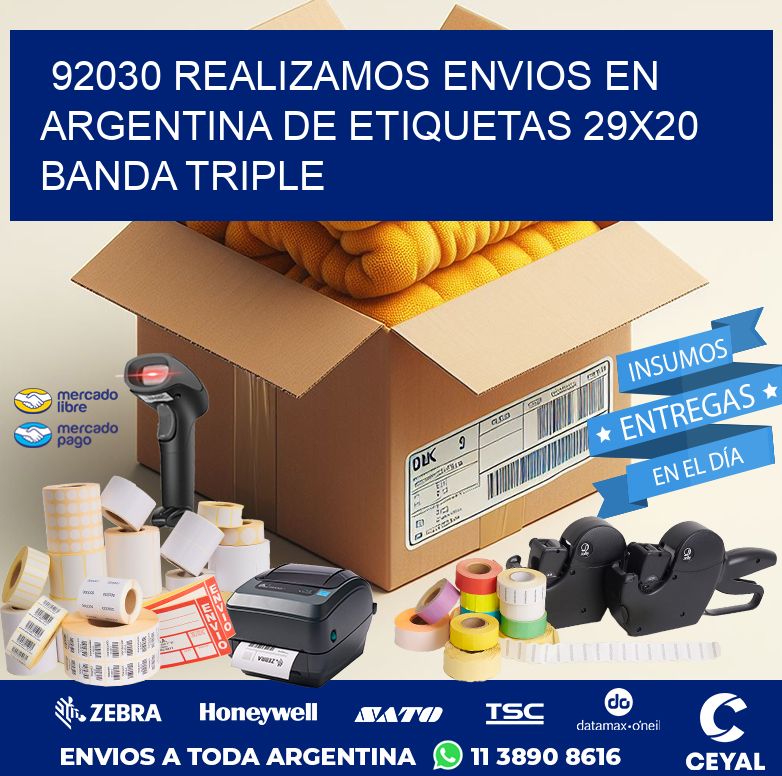 92030 REALIZAMOS ENVIOS EN ARGENTINA DE ETIQUETAS 29X20 BANDA TRIPLE