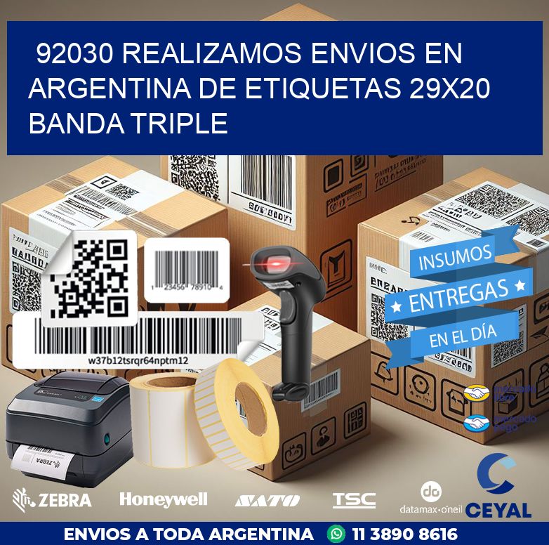 92030 REALIZAMOS ENVIOS EN ARGENTINA DE ETIQUETAS 29X20 BANDA TRIPLE