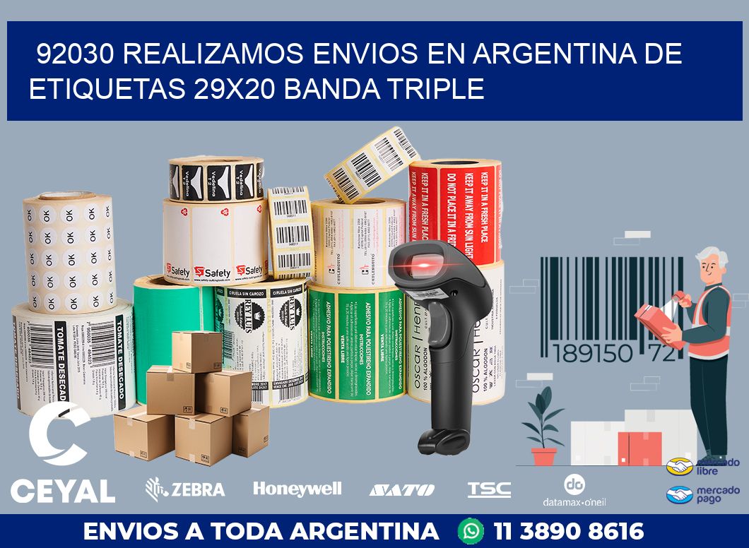 92030 REALIZAMOS ENVIOS EN ARGENTINA DE ETIQUETAS 29X20 BANDA TRIPLE
