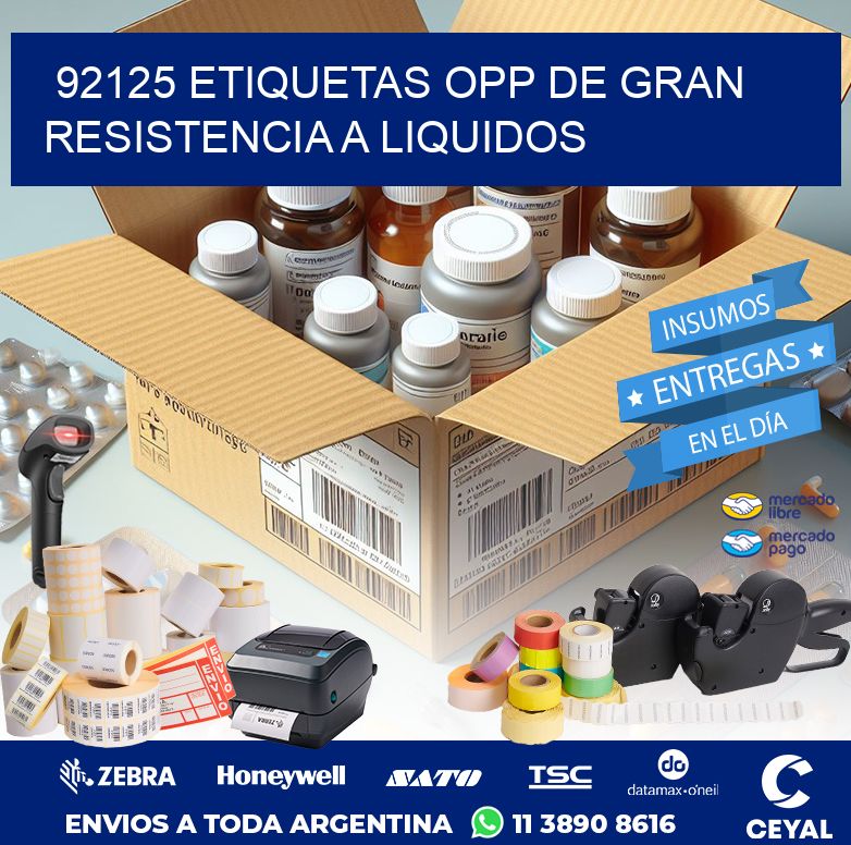92125 ETIQUETAS OPP DE GRAN RESISTENCIA A LIQUIDOS